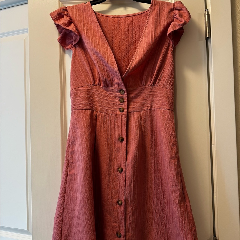 Elegant Pink Button-Down Dress